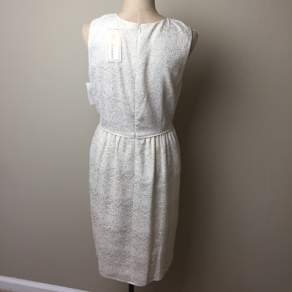 ⭐️ Shoshanna Cream Metallic Speckle Sleeveless Sheath Dress ⭐️ - Picture 4 of 7